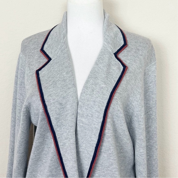 J. Crew Boyfriend Sweater Blazer with Contrast Trim in Heather Grey Rock Red - Picture 3 of 11